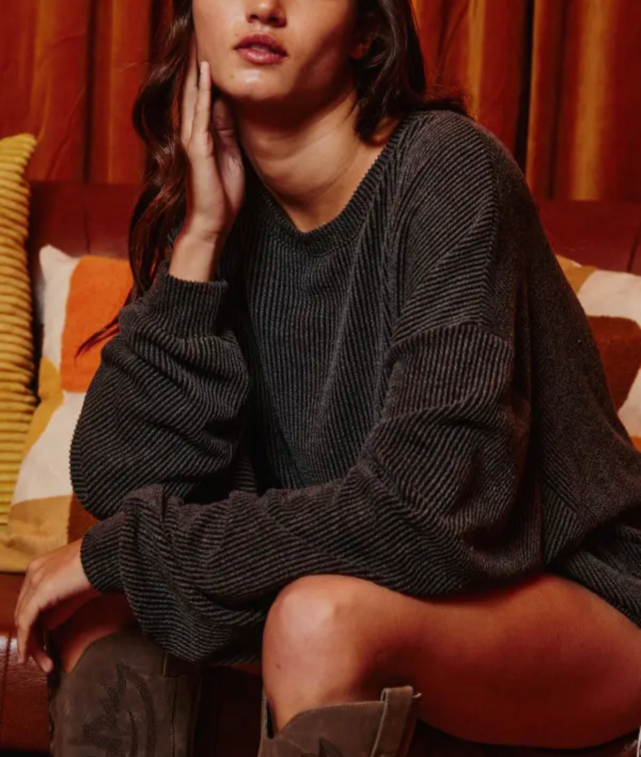 Textured Knit Sweatshirt