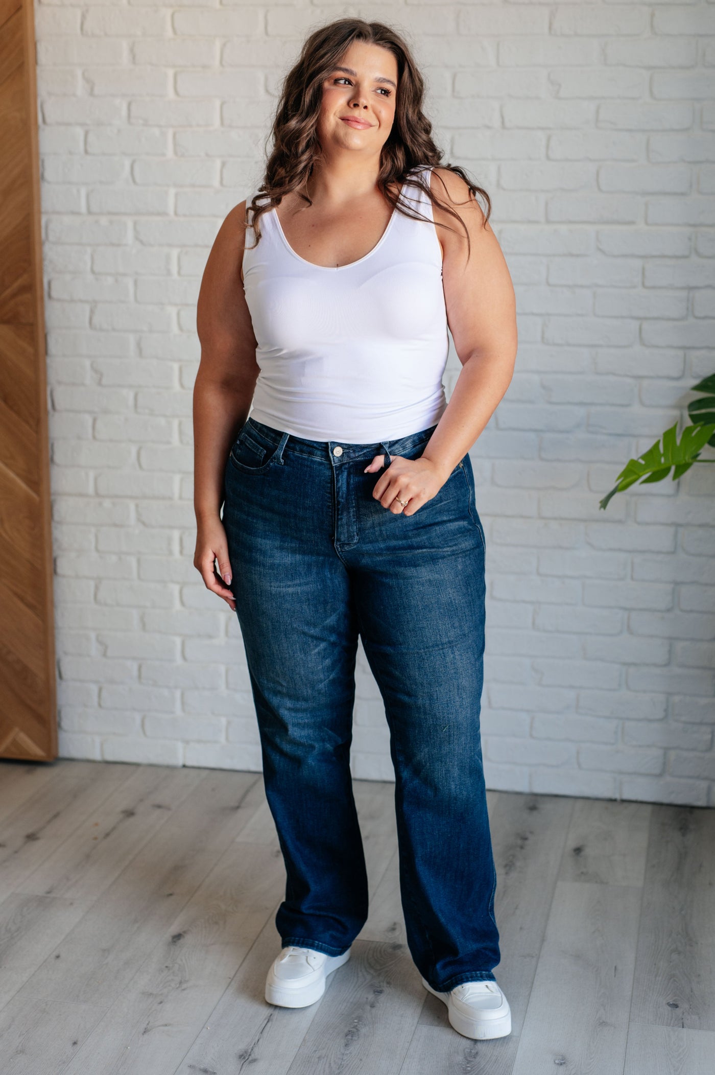 Judy Blue Muriel Mid Rise Control Top Classic Straight Jeans