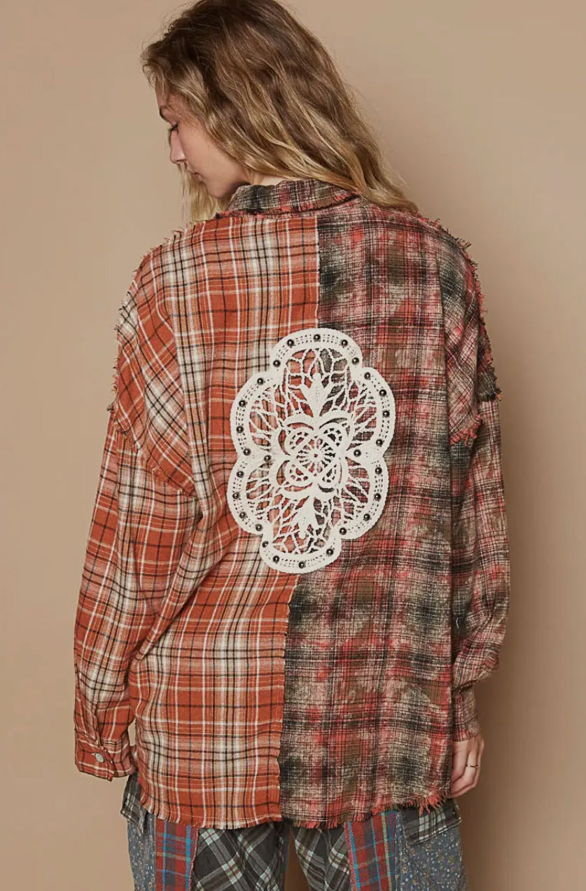 Oversized Patch Back Plaid