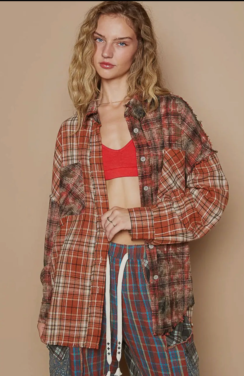 Oversized Patch Back Plaid