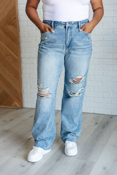 Ramona High Rise Rigid Magic Destroyed Straight Jeans - Judy Blue