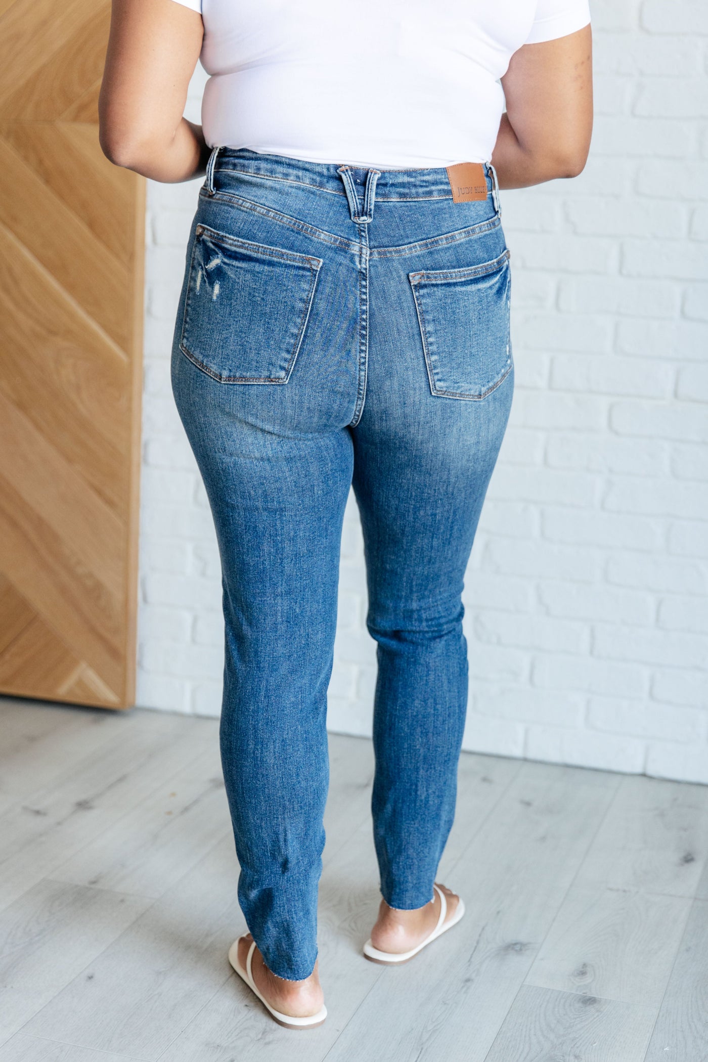 Alba High Rise Control Top Distressed Hem Skinny Jeans - Judy Blue