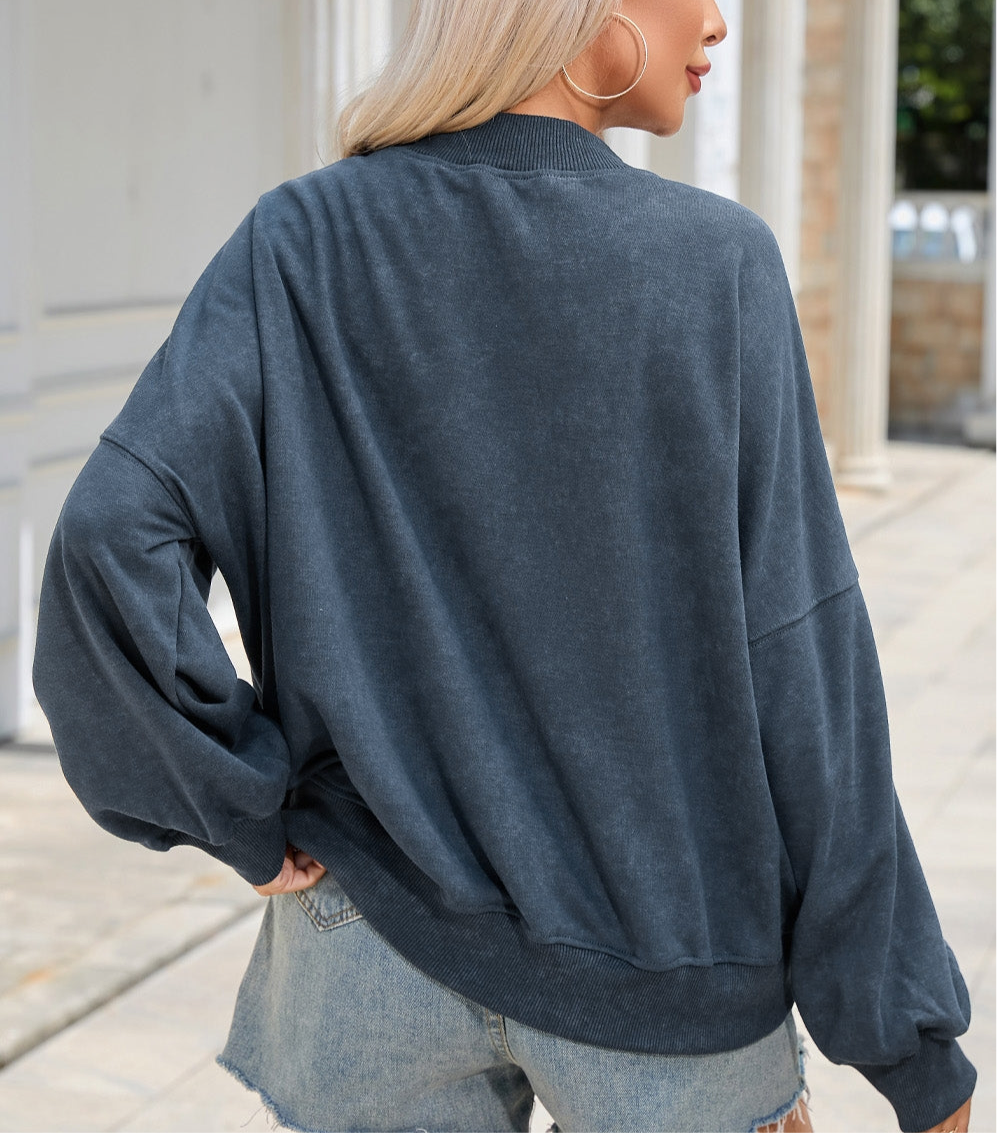 Round Neck Dropped Shoulder Sweatshirt