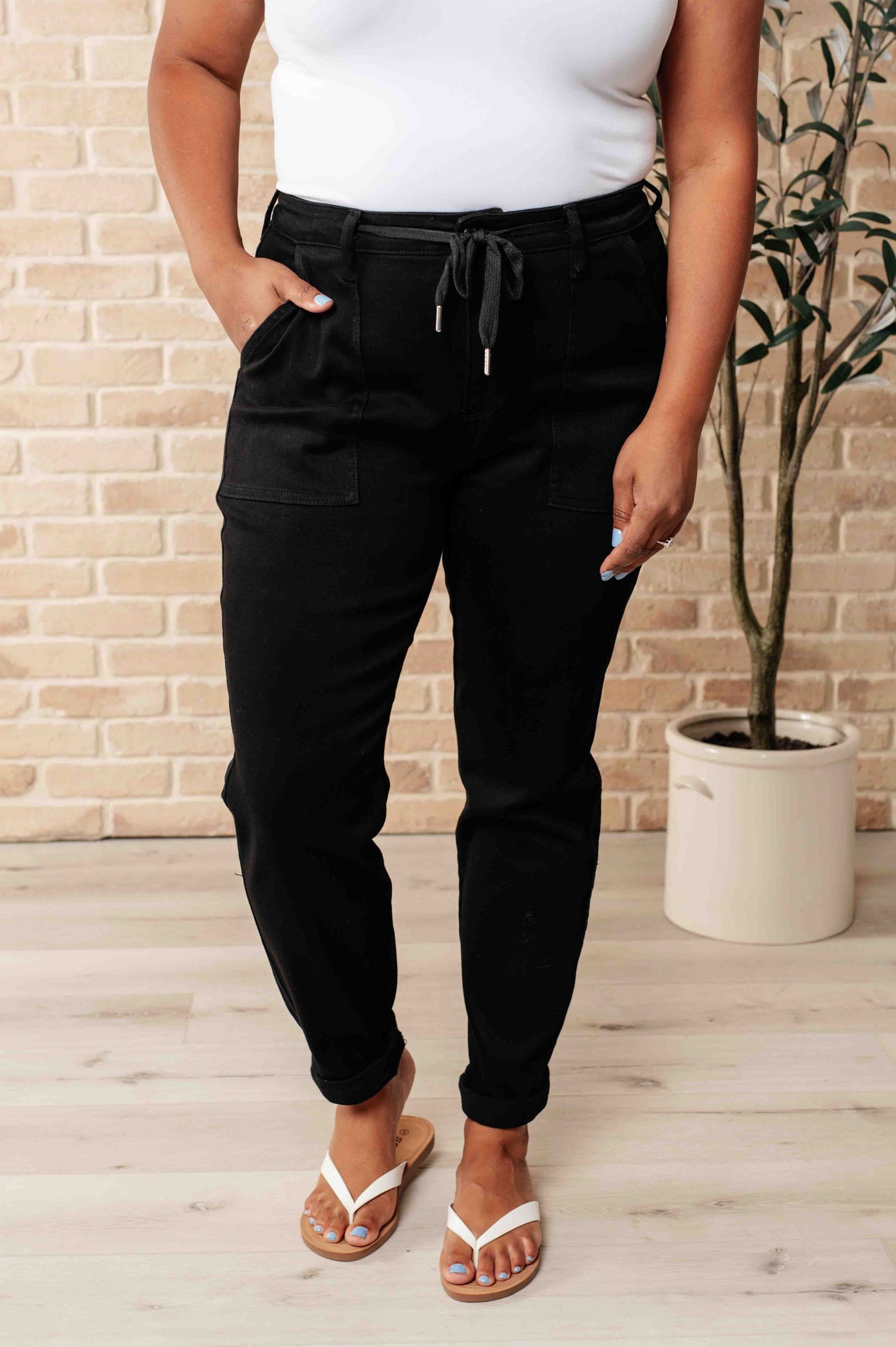 Carmen Double Cuff Joggers in Black Judy Blue