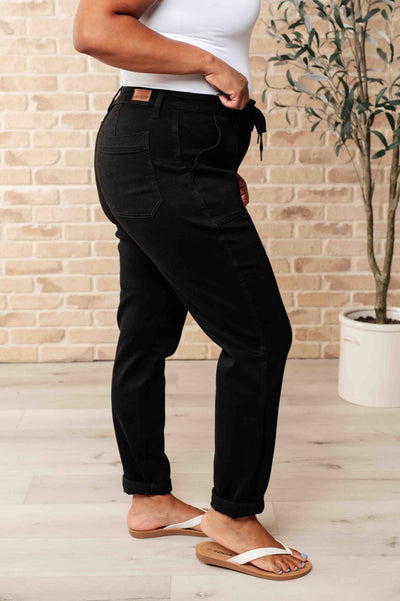 Carmen Double Cuff Joggers in Black Judy Blue