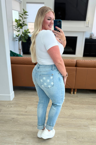 Sam Mid Rise Star Pocket Boyfriend Jeans Judy Blue