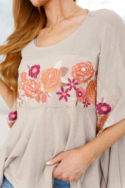 Isabel Embroidered Tunic in Mocha