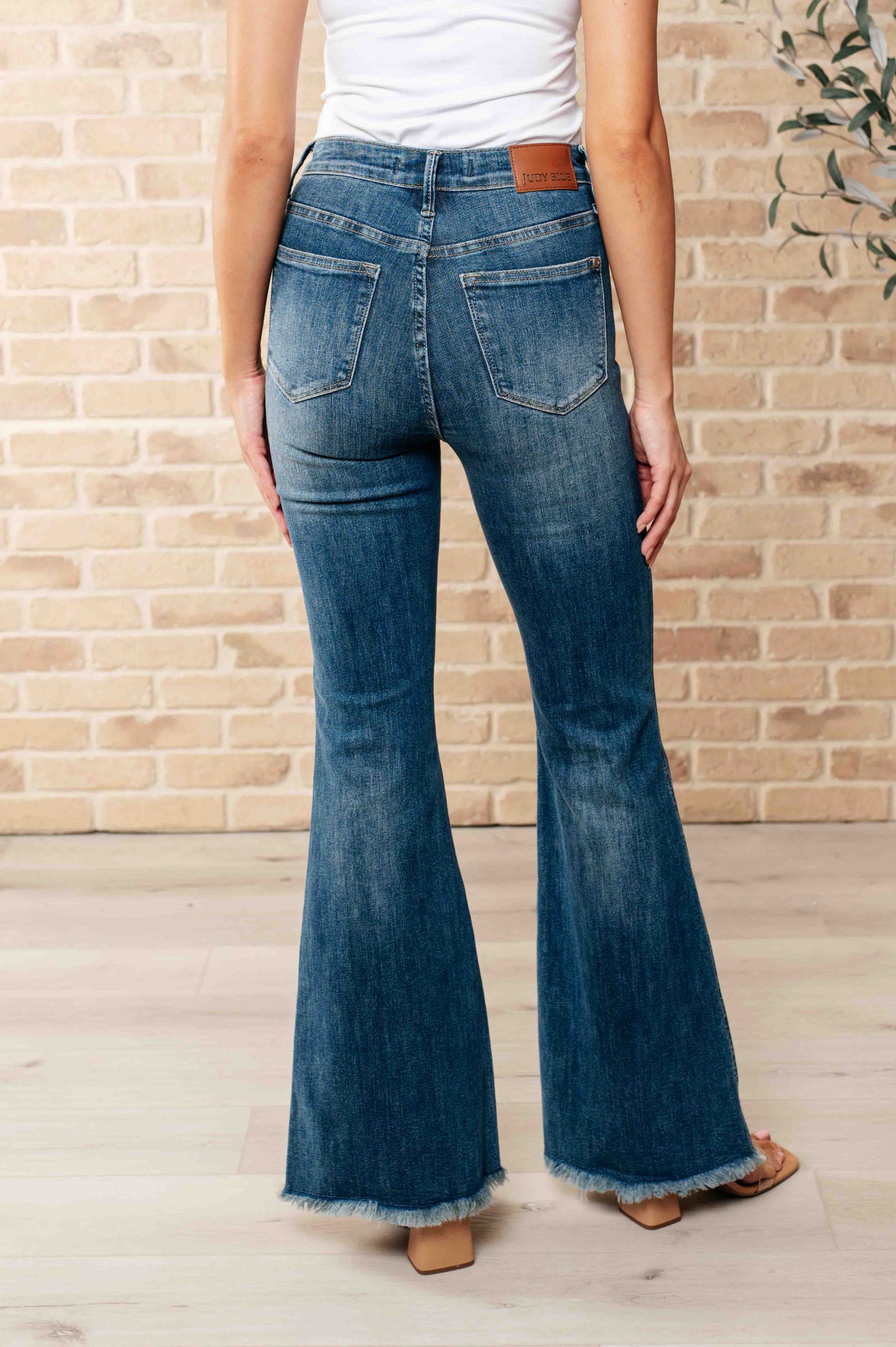 Judy Blue- Miley High Waist Control Top Frayed Hem Flare Jeans