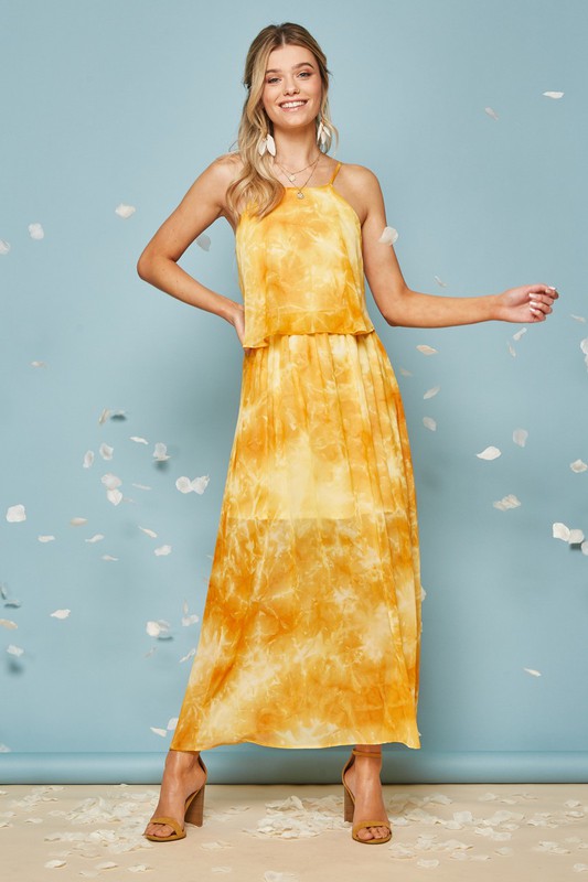 sachin and babi light blue dress Eliza J Floral Chiffon Ruffled Halter Maxi Dress