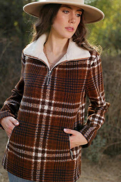 (S-XL) Plaid Pullover Top - Adorn Boutique in Mitchell