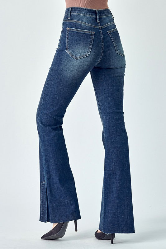 Side Slit Flair Jeans