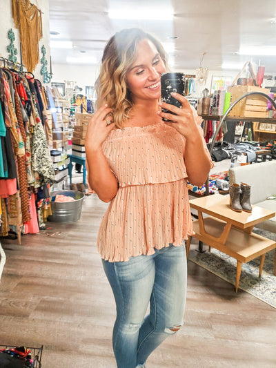 Pleated Off Shoulder Top - Adorn Boutique in Mitchell