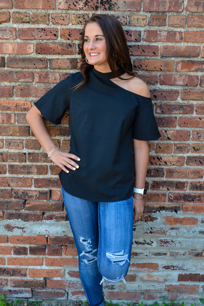 One shoulder Choker Top - Adorn Boutique in Mitchell