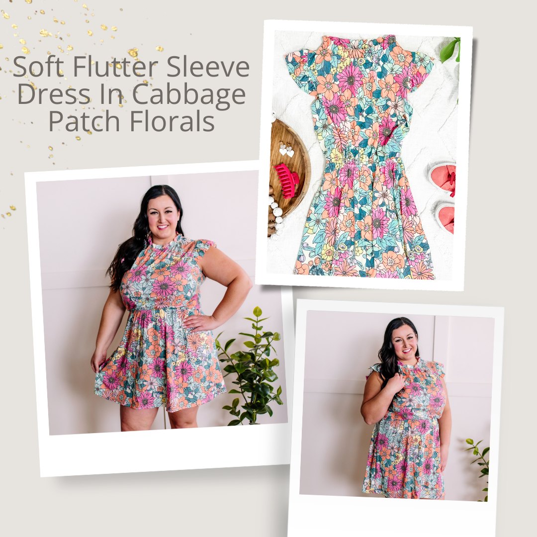 Cabbage Patch Florals Soft Flutter Sleeve Dress