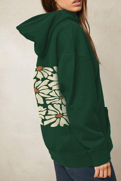 Simply Love Full Size Dropped Shoulder Floral Graphic Hoodie