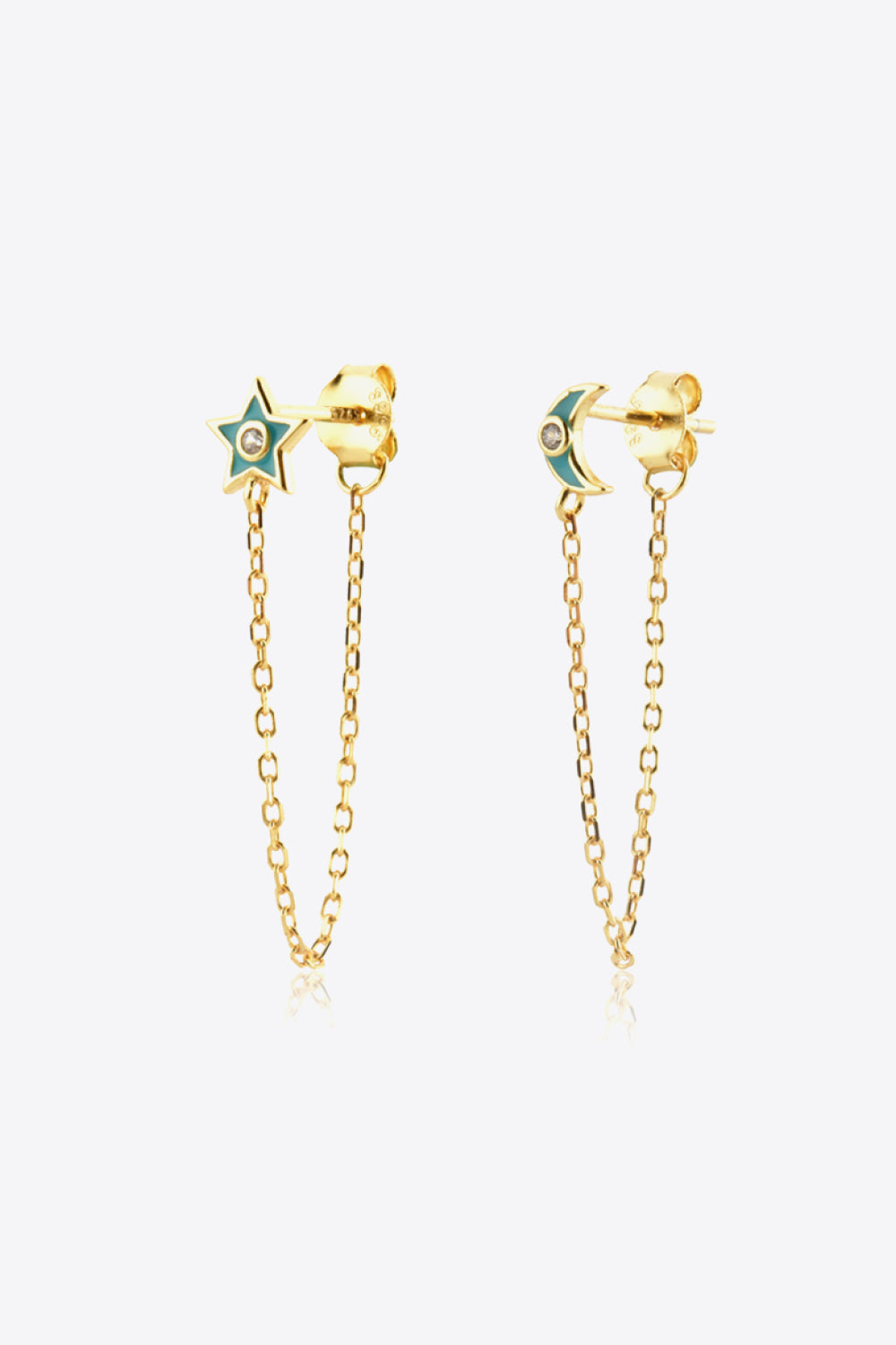 Zircon Star and Moon Mismatched Earrings