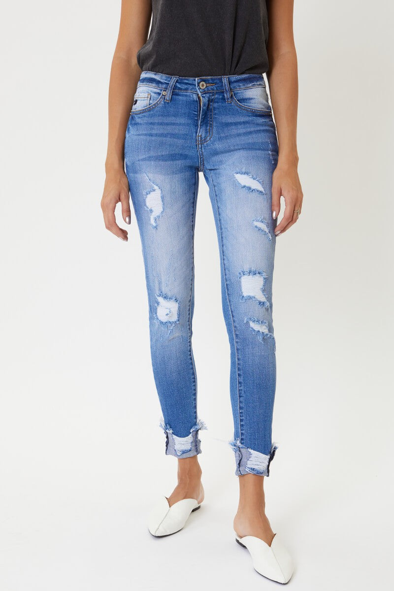 Distressed Mid Rise Skinny - Adorn Boutique in Mitchell
