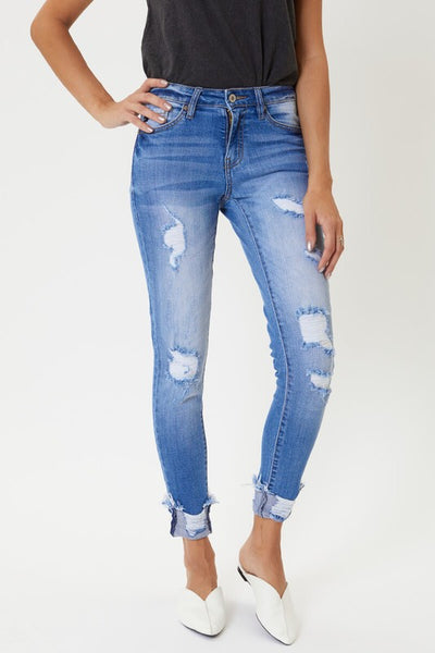 Distressed Mid Rise Skinny - Adorn Boutique in Mitchell