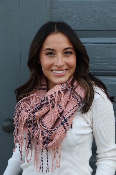 Plaid Fringe Infinity Scarf - Adorn Boutique in Mitchell