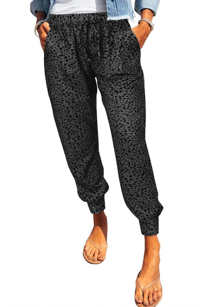 Double Take Leopard Print Joggers with Pockets