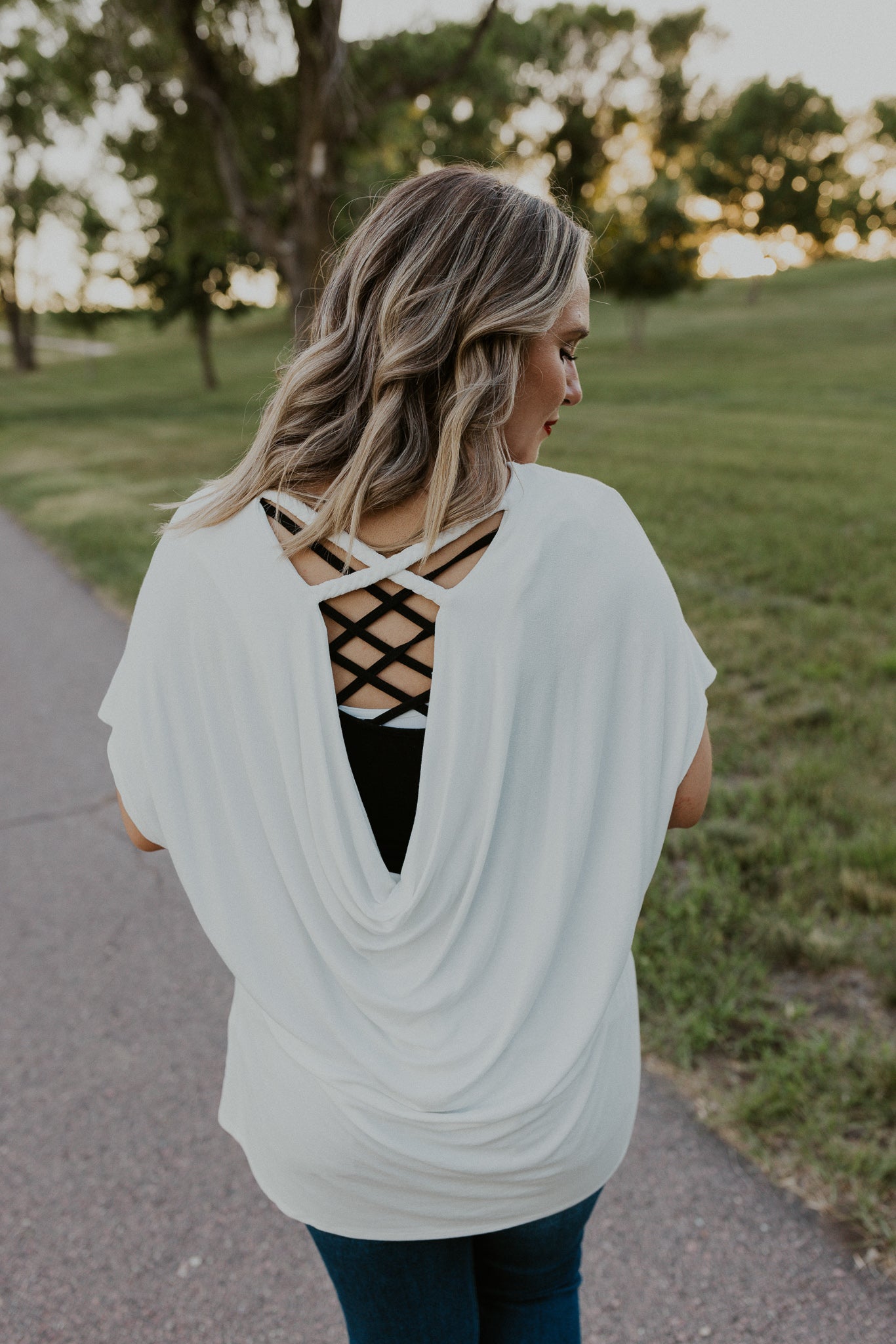 Cowl Back Tee - Adorn Boutique in Mitchell