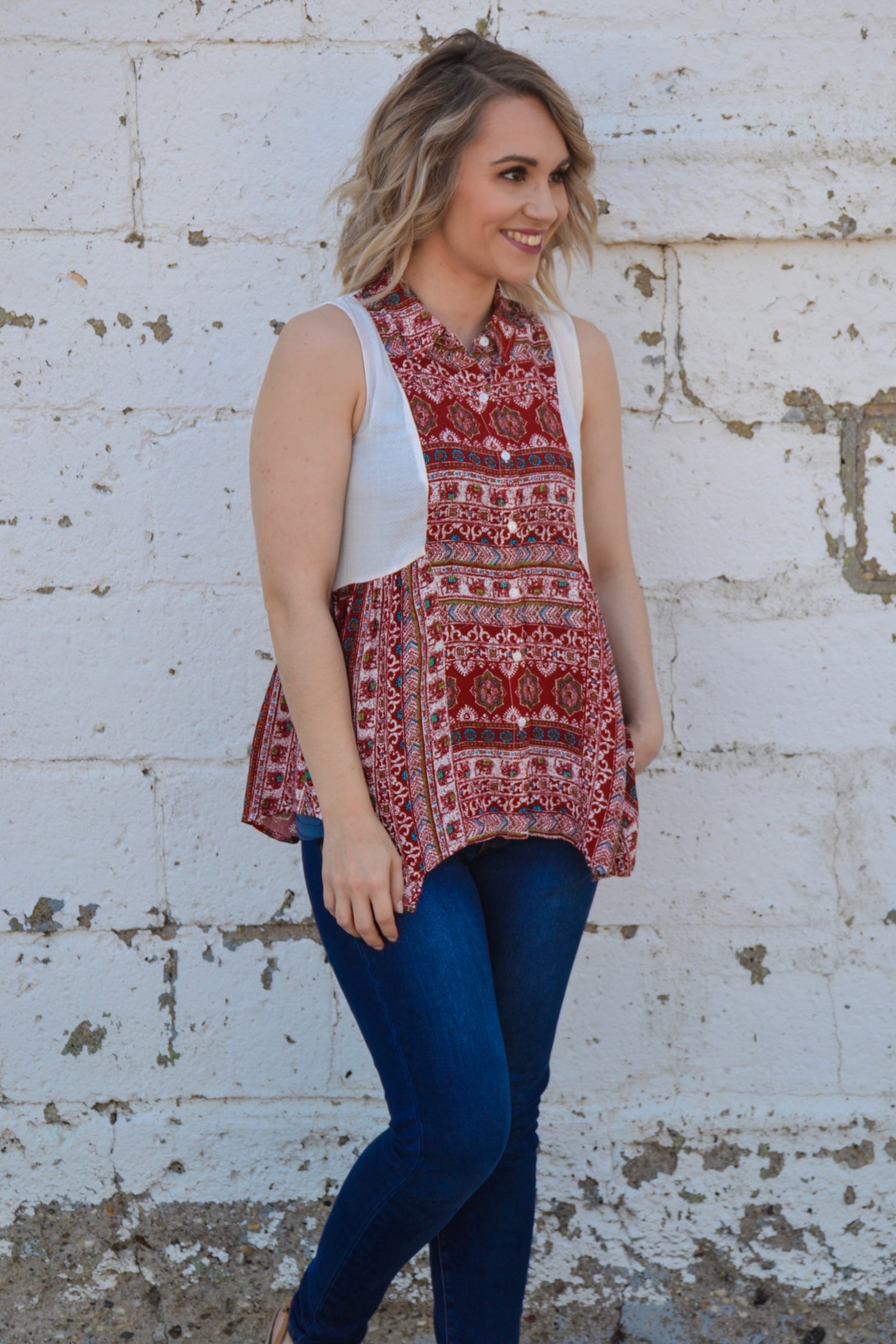 Print button up - Adorn Boutique in Mitchell