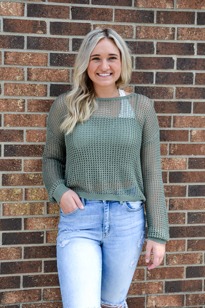 (More Colors) Crochet Pullover - Adorn Boutique in Mitchell