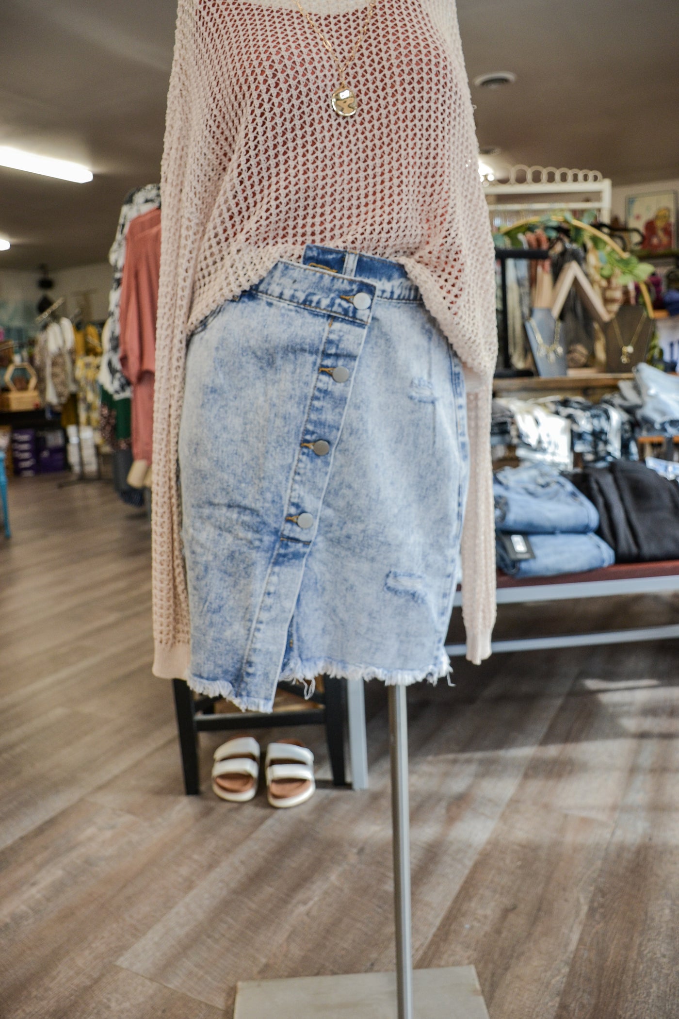 Asymmetrical Denim Skirt - Adorn Boutique in Mitchell