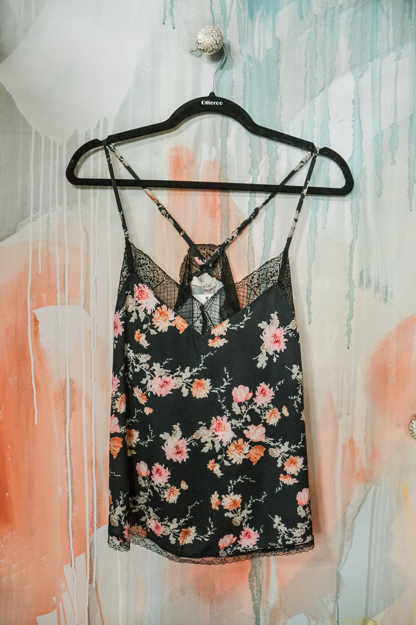 Lace Neck Floral Tank - Adorn Boutique in Mitchell