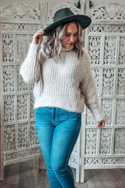 Fuzzy Knit Turtleneck Sweater