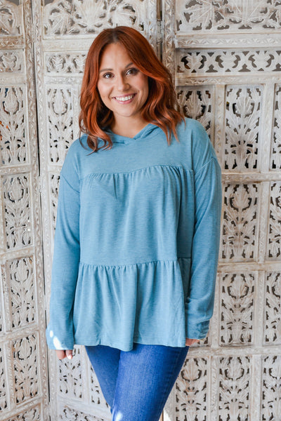 Hooded Tiered French Terry Top