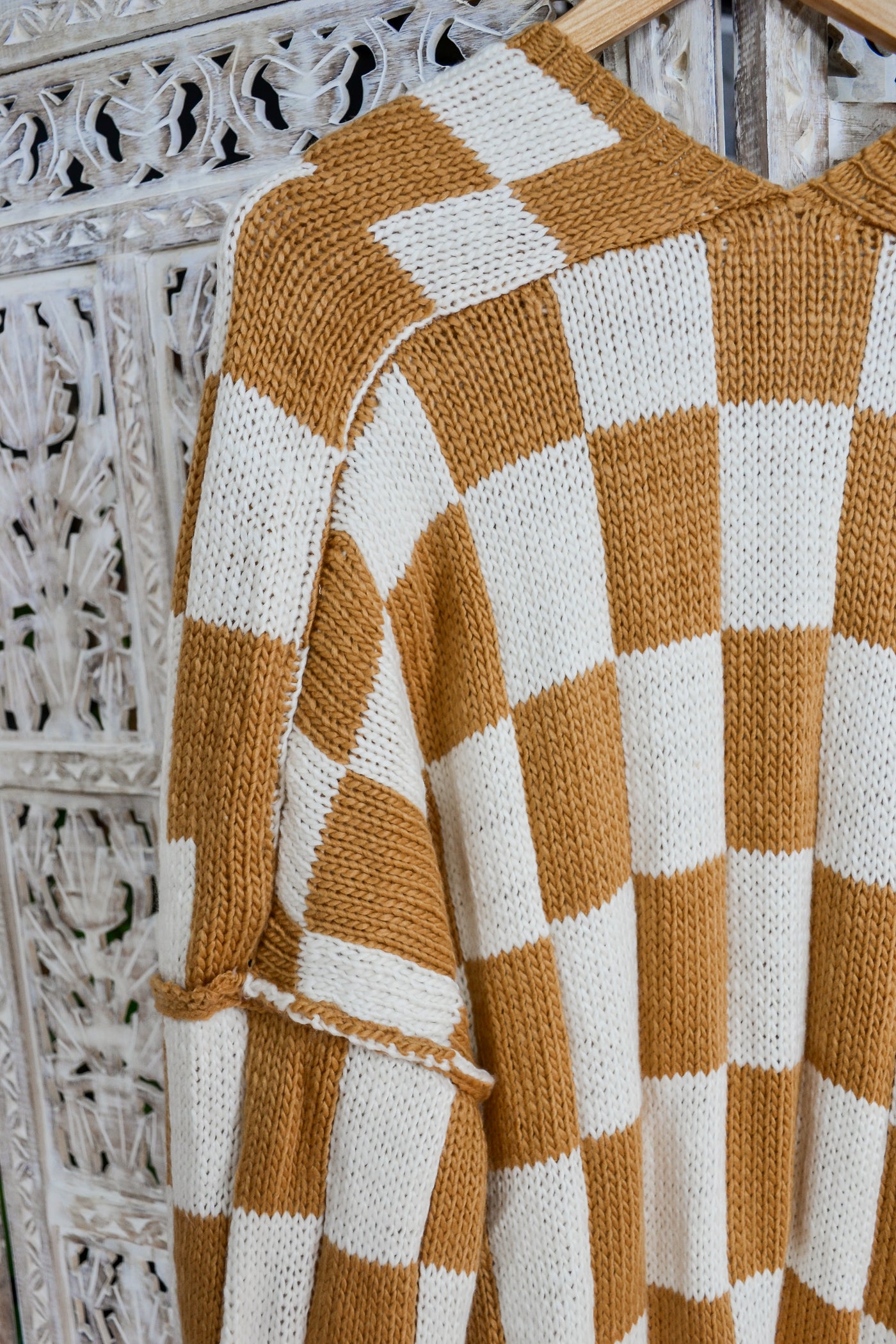 Checkered Knit Cardigan