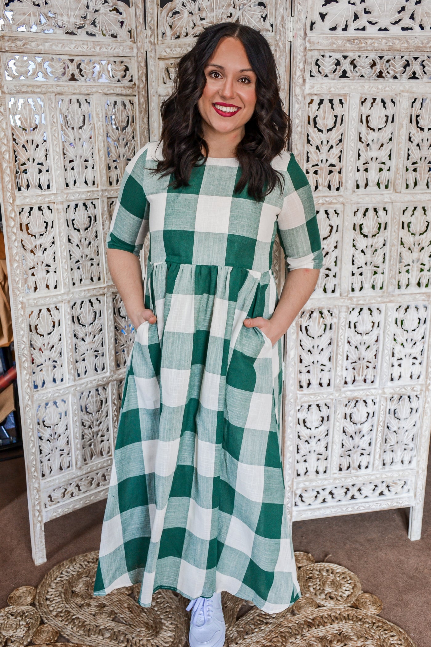 green buffalo plaid dress Plus Size Buffalo Plaid Sweater Dress