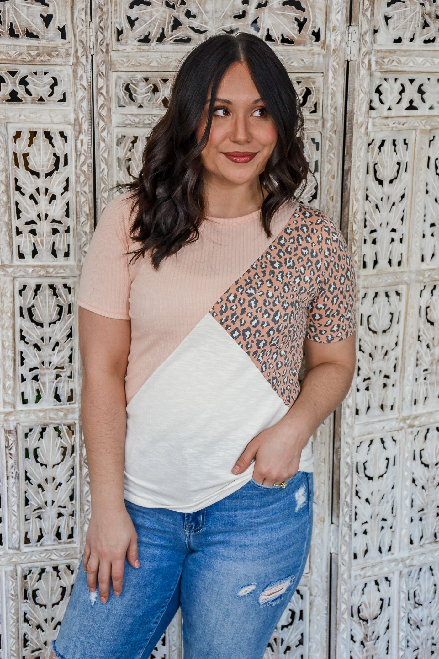 Leopard and Blush Tee