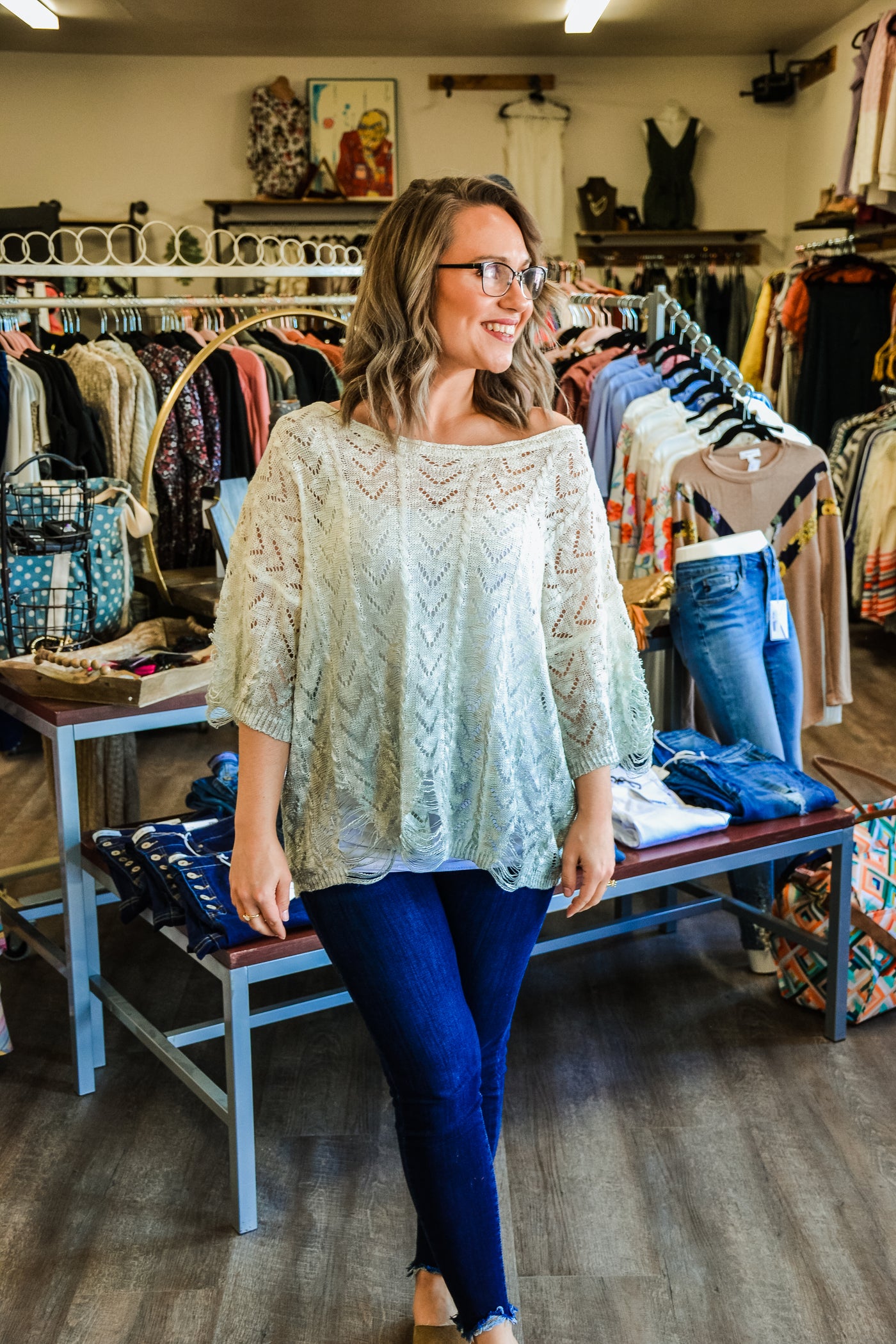 ombre distressed sweater - Adorn Boutique in Mitchell