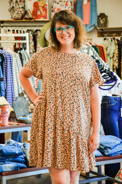 Leopard Ruffle dress - Adorn Boutique in Mitchell