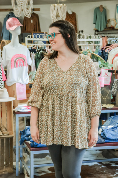 Floral Tunic Top - Adorn Boutique in Mitchell
