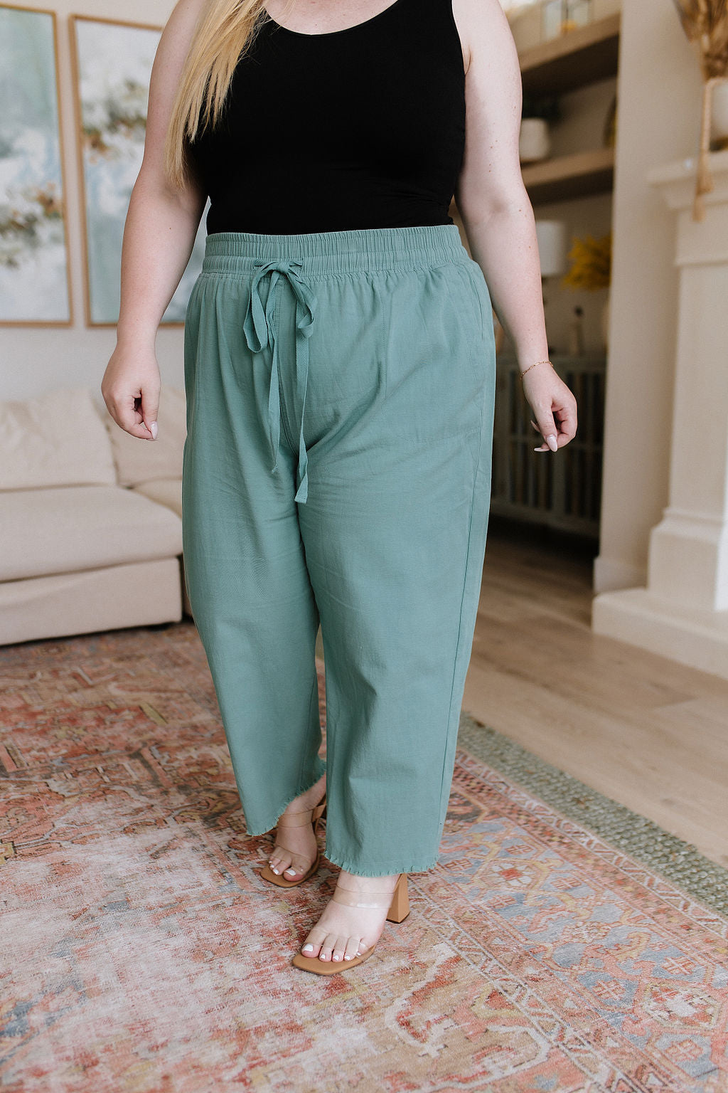 Love Me Dearly High Waisted Pants in Jade