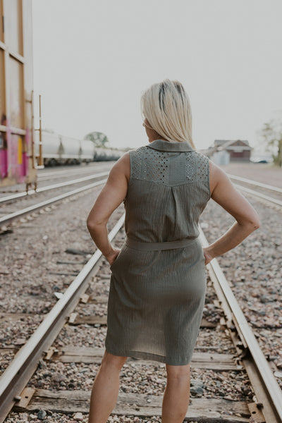 Eyelet Lace Shirt Dress - Adorn Boutique in Mitchell