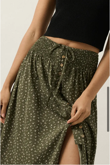 Smocked Waist Maxi Skirt