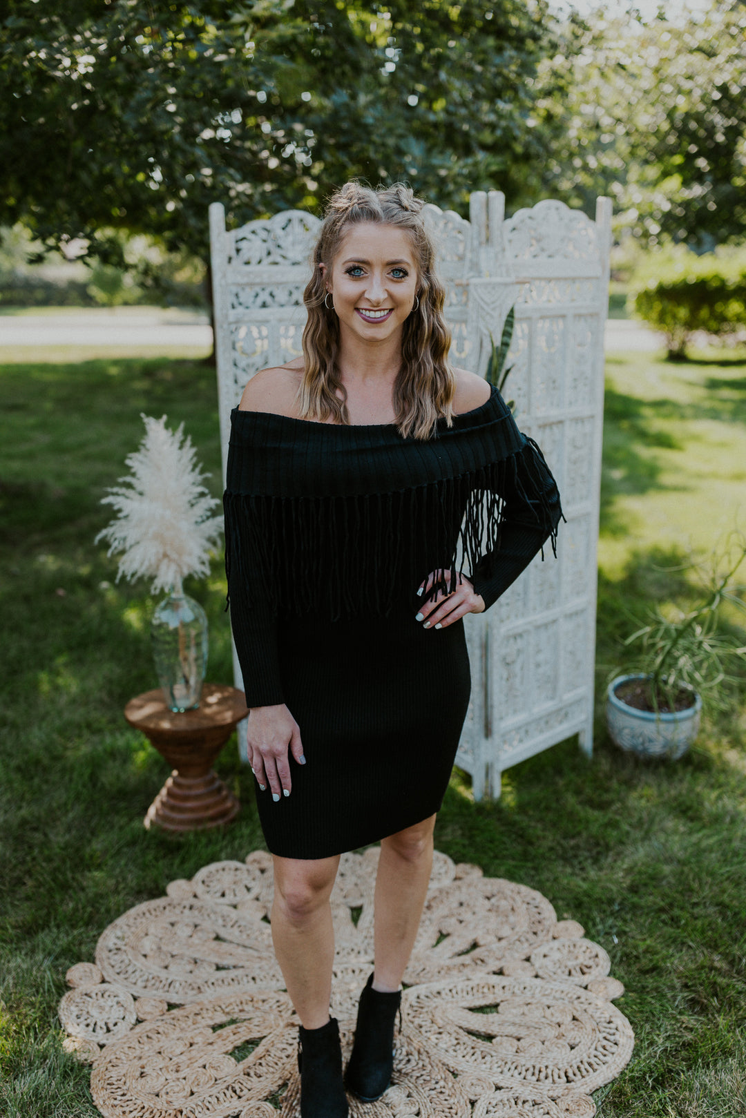 Fringe Sweater Dress Medium