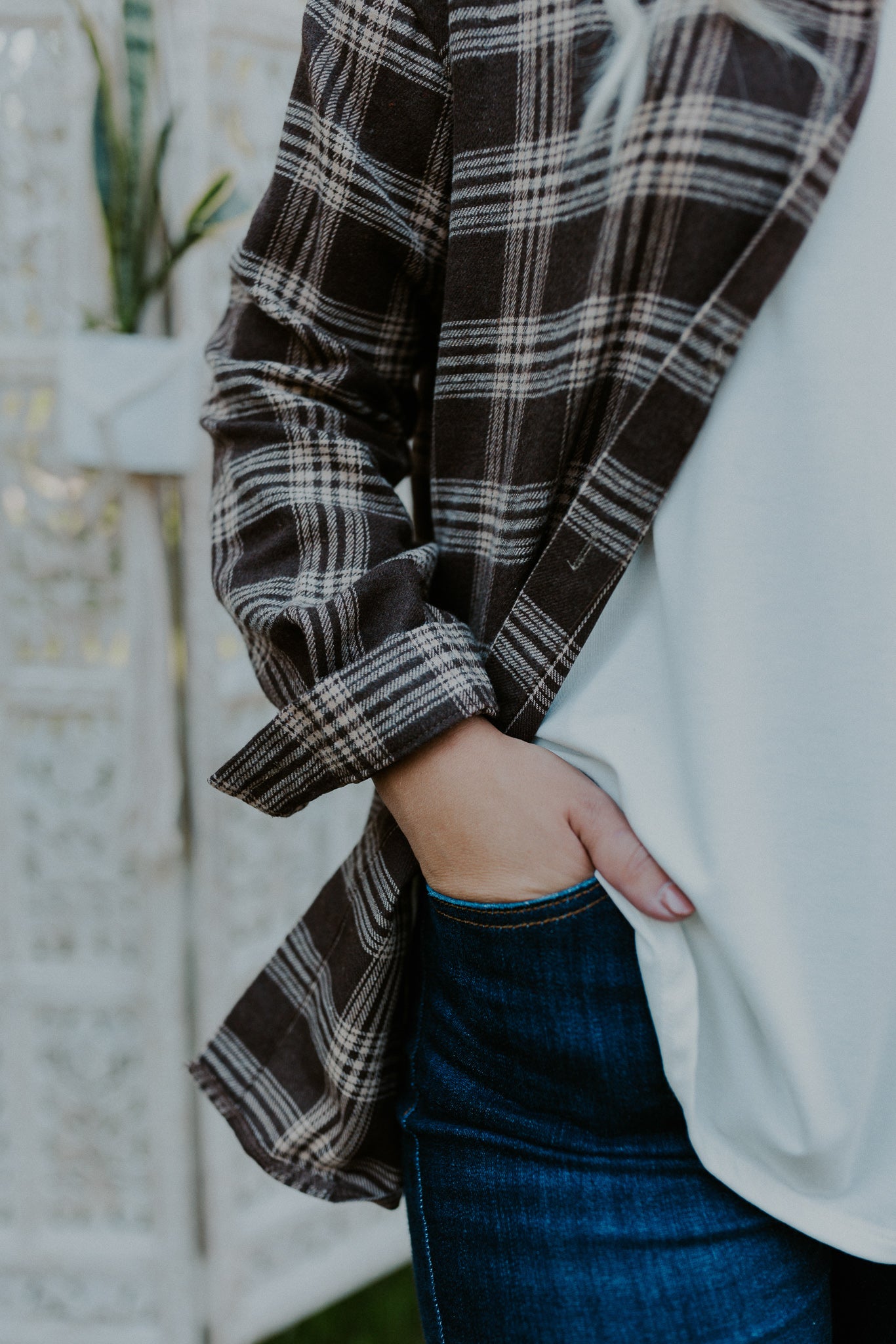 (S-XL) Coffee Plaid Button Up - Adorn Boutique in Mitchell